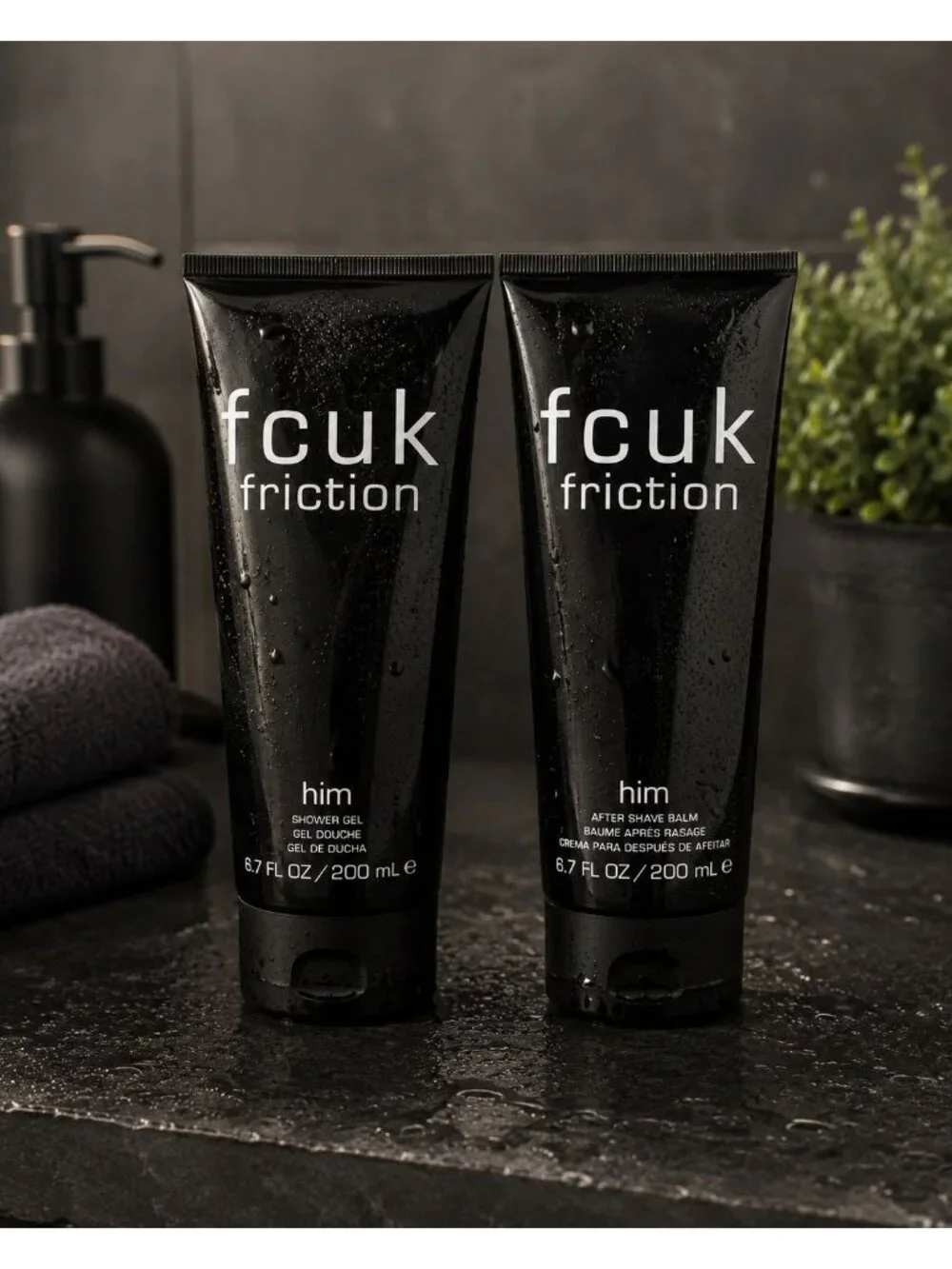 FCUK Friction Him Shower Gel & After Shave Balm Set 6.7 oz 200ml Each Men's